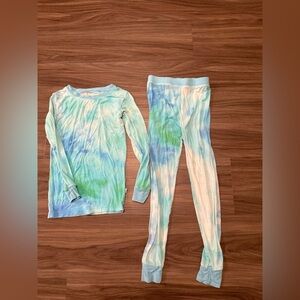 Little Sleepies Bamboo Pastel Tie-Dye Kids Long Sleeve Pajama Set size 5/6